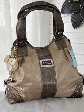 Kathy Van Zeeland Brown Two-Tone Shoulder Bag with Dark Chocolate Trim